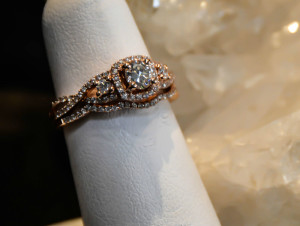 Diamond and rose gold ring